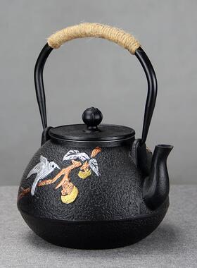 1200ml精美新中式烧水泡茶家用铸铁手工养生铁壶茶壶摆件饰品