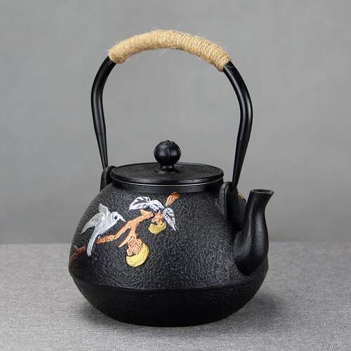 1200ml精美新中式烧水泡茶家用铸铁手工养生铁壶茶壶摆件饰品