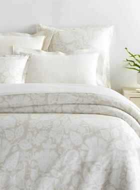 高档进棉140支埃及棉印花四件套高纯端床上用品全棉床单简约被口