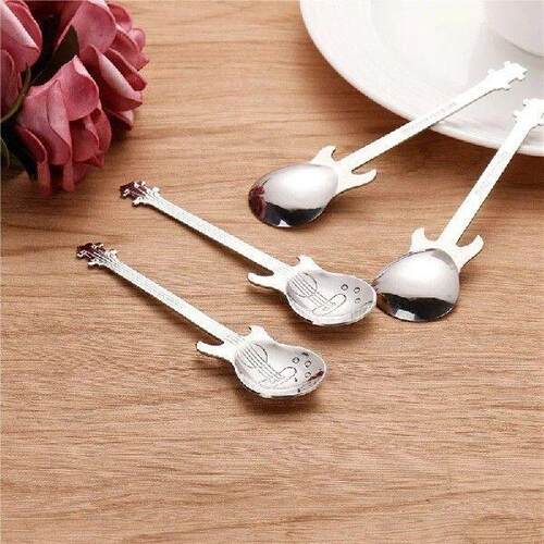 ABIY Guitar Coffee Teaspoons,4 Pcs Stainless Steel Musical