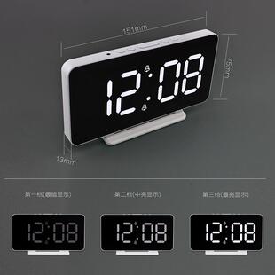 led电子钟数字时钟桌面常亮创意闹钟台式夜光钟表镜面床头插