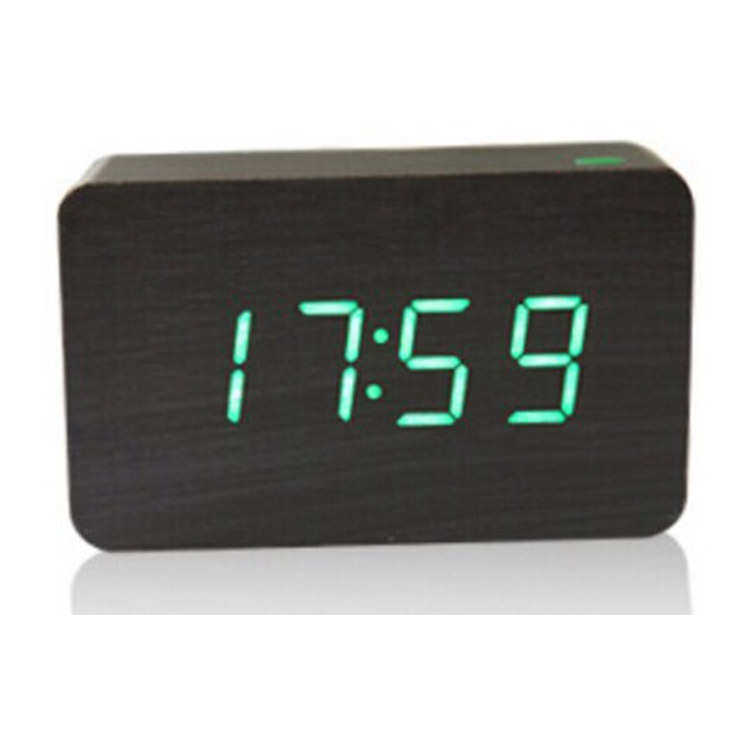 时尚厂家闹钟 钟热卖可爱闹钟座钟懒人声控木头静音led 创意批发
