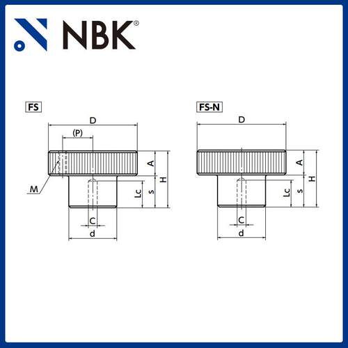 NBK FS-N 滚花手轮镀铬无握柄安装孔 机械零配件 厂家直供
