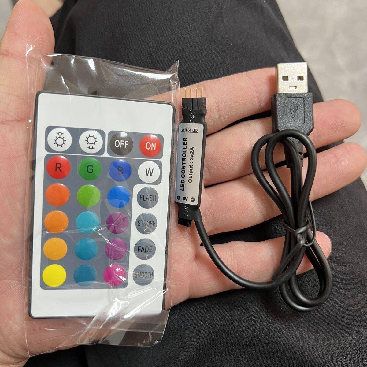 USB接口 迷你IR24键红外LED灯带控制器RGB七彩遥控器5v氛围灯遥控