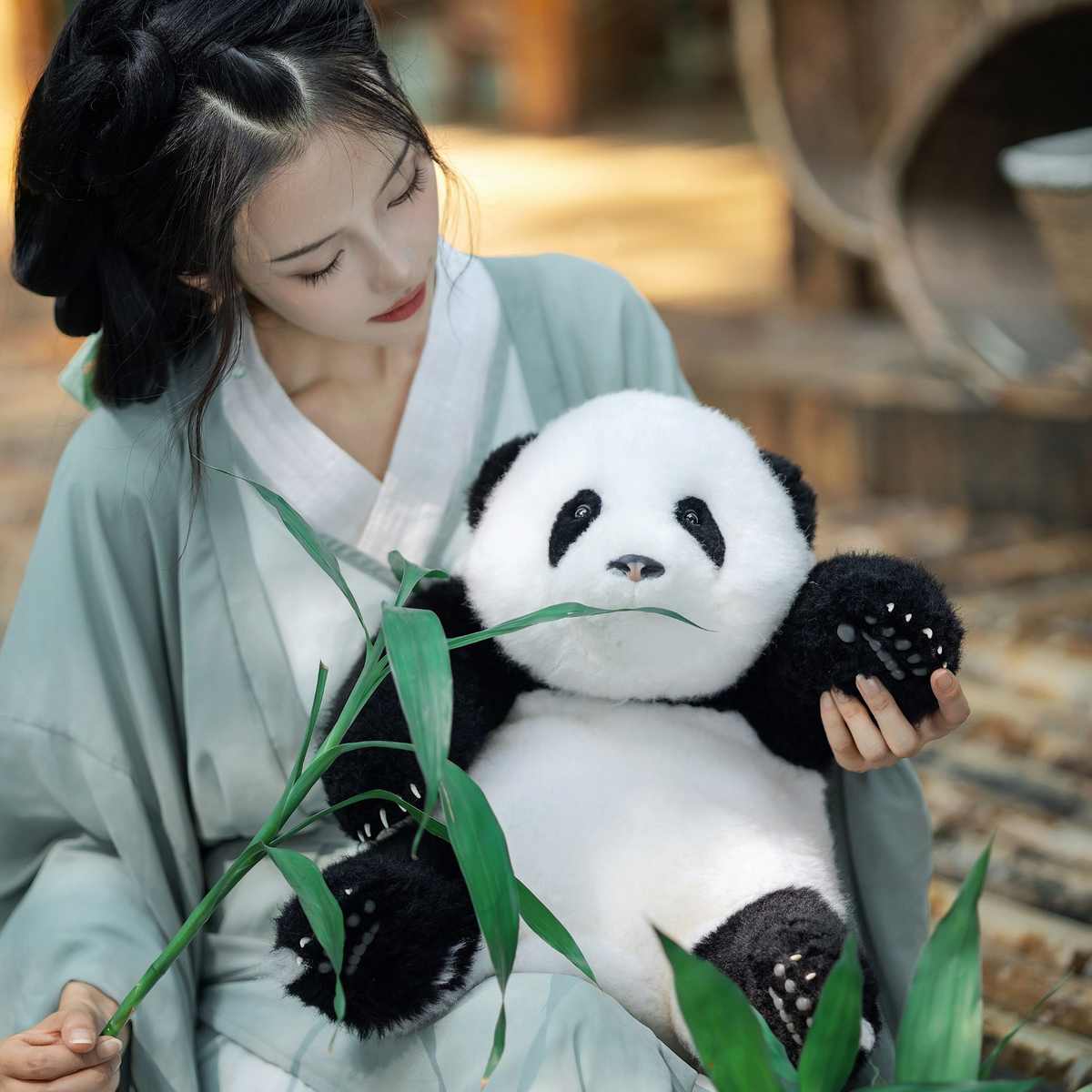 福宝玩偶仿真熊猫玩偶毛绒玩具花七仔萌兰花花抱着睡觉公仔送女友