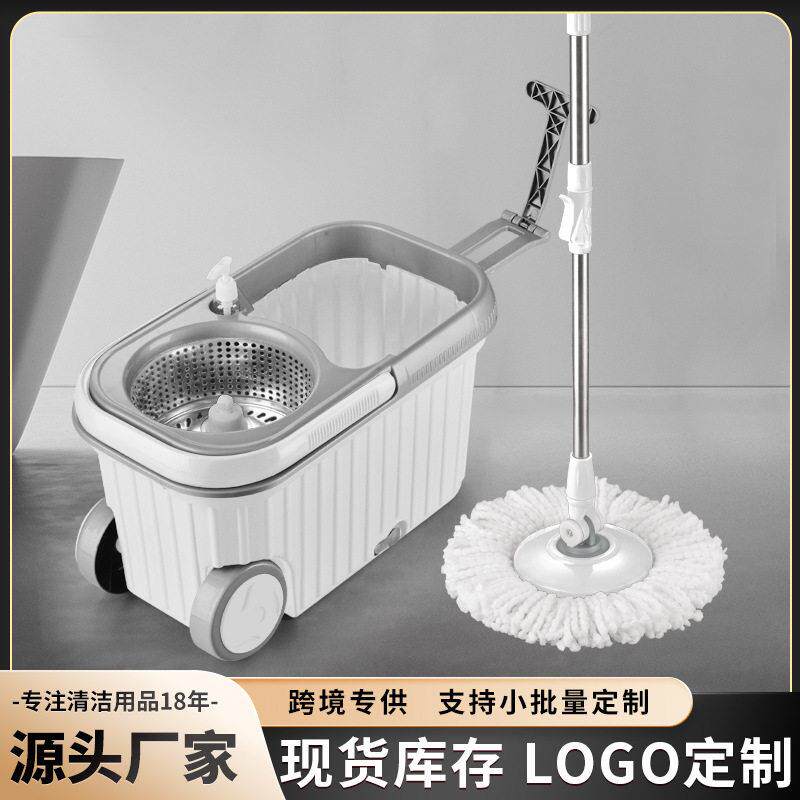 厂家加大滚轮双驱动甩干免手洗拖布桶替换头懒人家用吸水旋转拖把