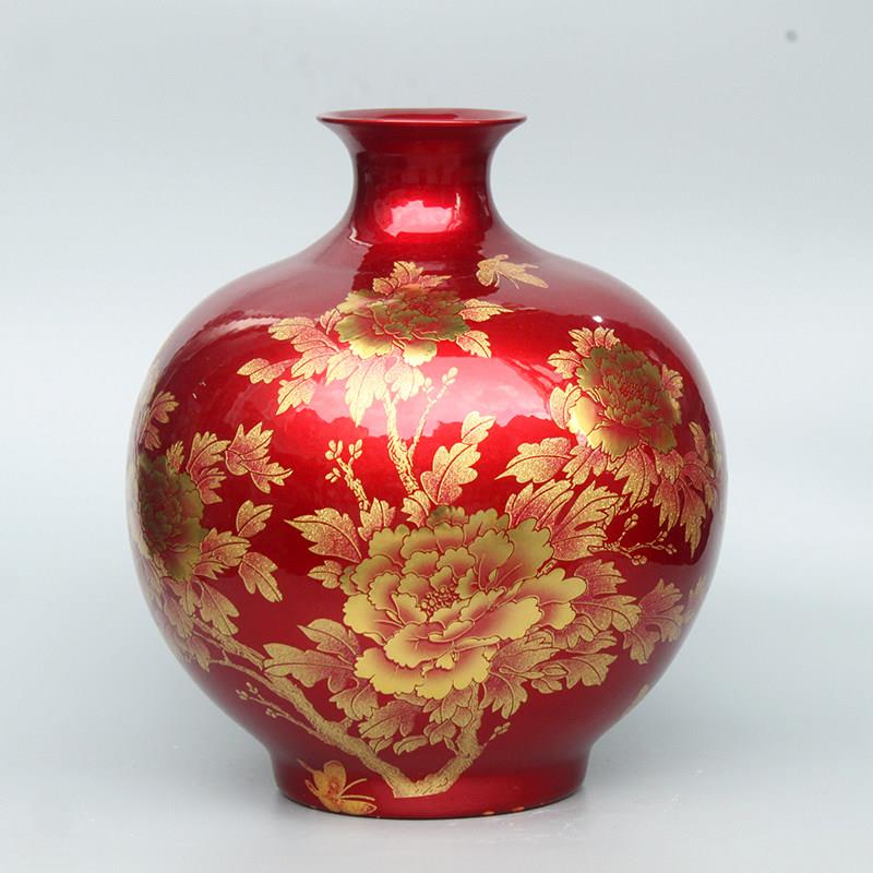 景德镇陶瓷器客厅花瓶摆件家居装饰品现代时尚水晶釉桌面插花瓷瓶