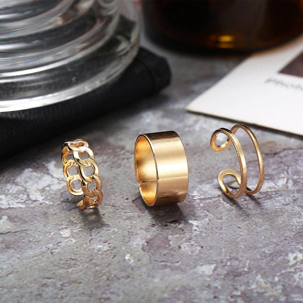 52619rings women冷淡风戒指个性宽面开 口食指戒炼条关节戒尾戒