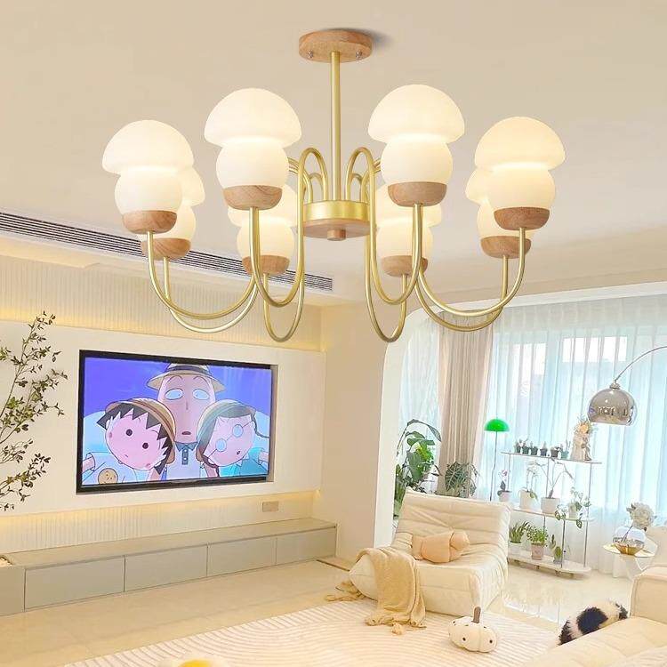 奶油风原木温馨家用大气客厅吊灯北欧现代简约主卧灯创意个性灯具