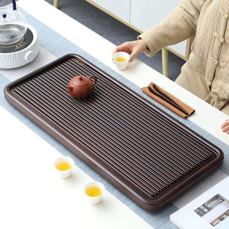 整块实木家用茶具茶盘办公室简易茶台排水现代简约高端电木款