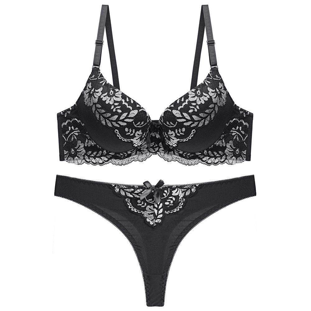 Lace plus size sexy thong bra set underwear