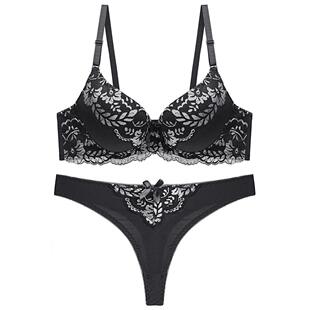 Lace plus size sexy thong bra set underwear