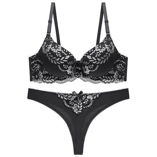 Lace plus size sexy thong bra set underwear
