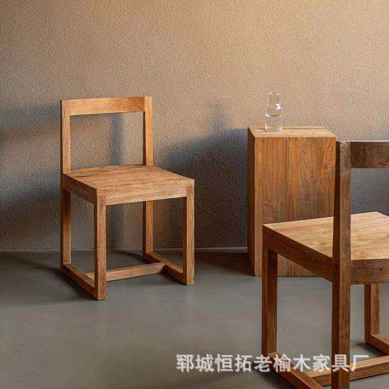 老榆木靠背家用餐厅做餐椅中古25515旧椅民宿古木椅小靠型背椅椅