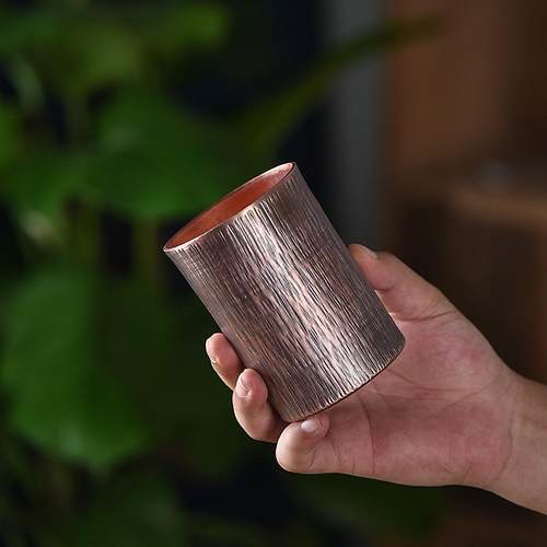 风谷山房手工紫铜锤纹茶筒文房笔筒茶夹茶勺六君子收纳筒茶具归蔷