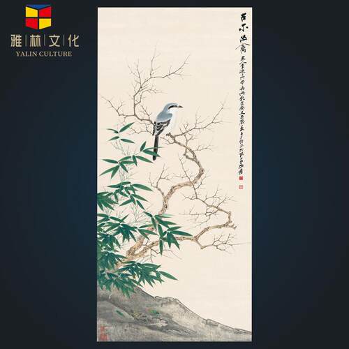 厂家直供国画复制装裱名人字画张大千花鸟国画古木幽禽画芯