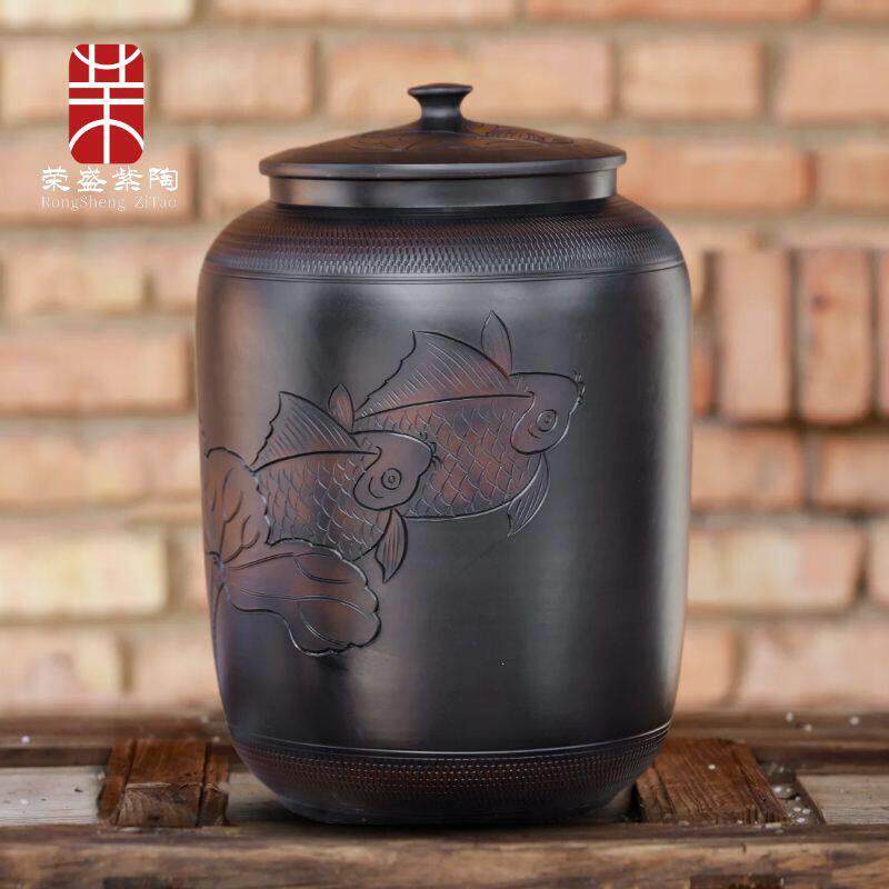 南建水紫陶茶叶罐瓷聚储茶缸YWA家用密封防潮香存普洱茶高云陶档