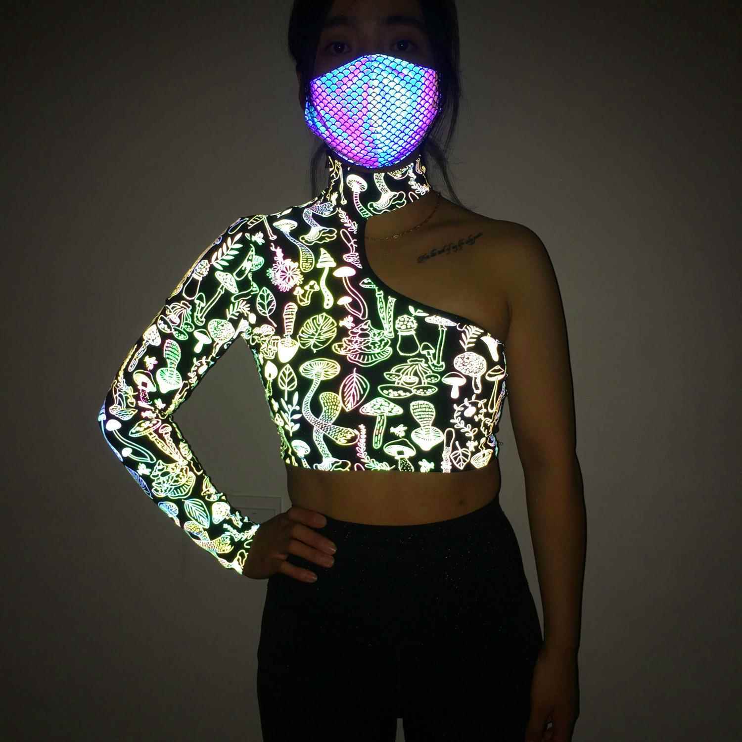 women one-shoulder halter long-sleeved for top sexy short