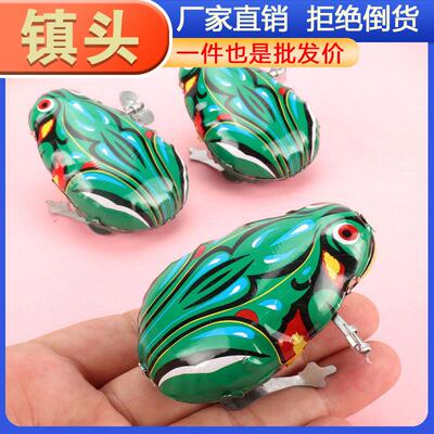 Manufacturer's tin frog jumping toy, wind-up children's baby