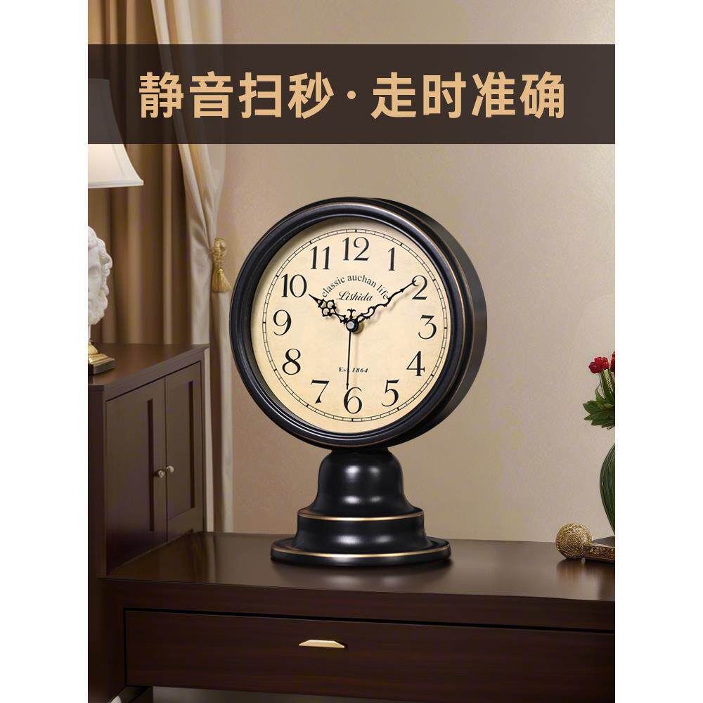 202简5款美式座钟家用桌面创意摆式件欧式Fhqhqfgz约时钟感摆台新