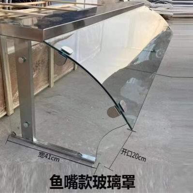 快餐售饭台钢化玻璃罩熟食店玻璃展示柜玻璃鱼嘴钢化玻璃展示定制
