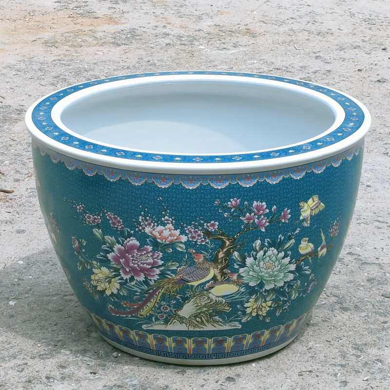 景德镇陶瓷鱼缸庭院碗莲荷花缸珐琅彩复古花鸟书画缸大号水缸批发