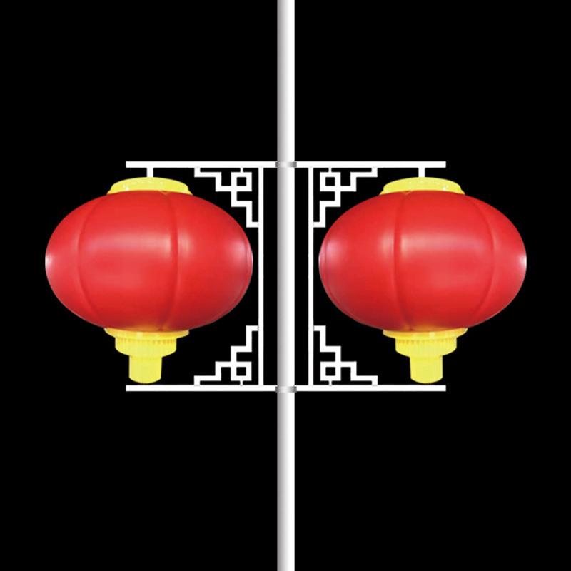 新中式户外发光LED灯笼 元旦新年节日照明中国红单串圆灯笼景观灯