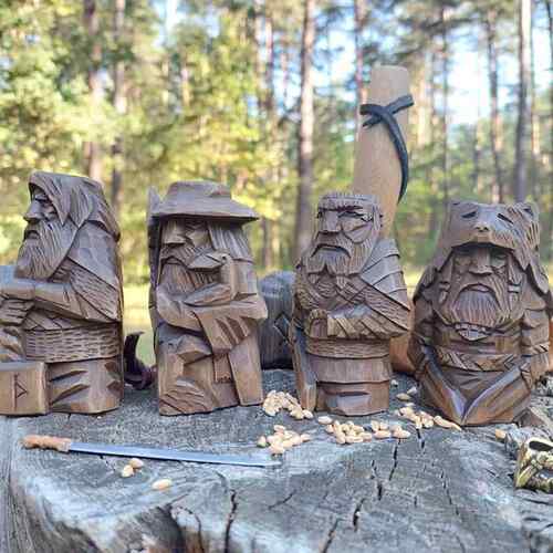 Odin ThorTyr奥丁神托尔提尔乌尔夫海德纳北欧异教徒树脂摆件