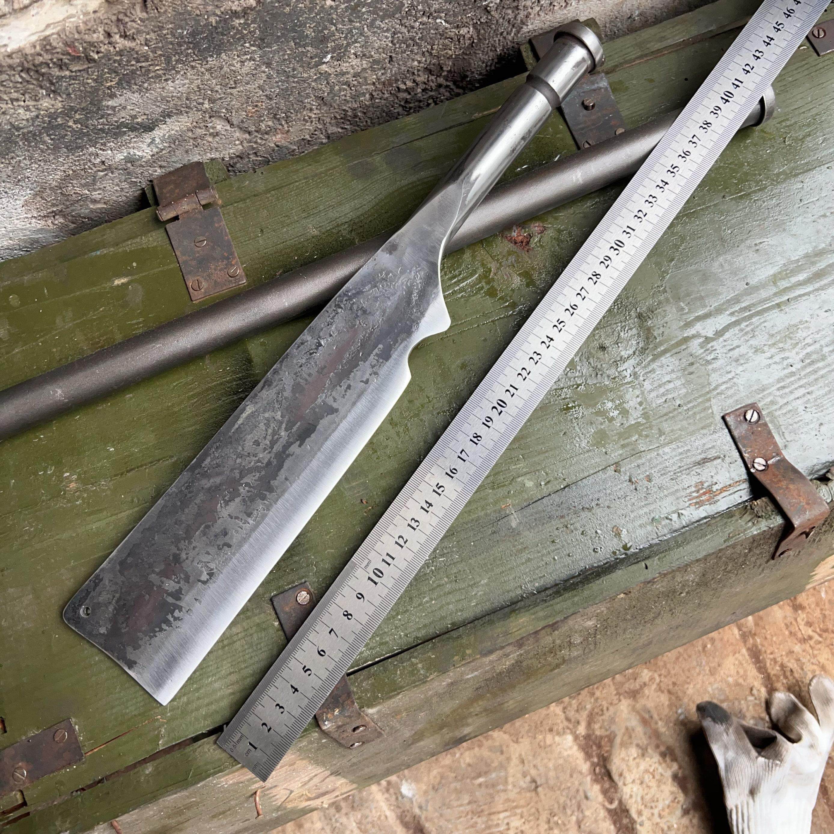 檀克履带销锻打一体砍骨刀劈柴刀实心原材料手柄1.7到1.8斤砍柴刀