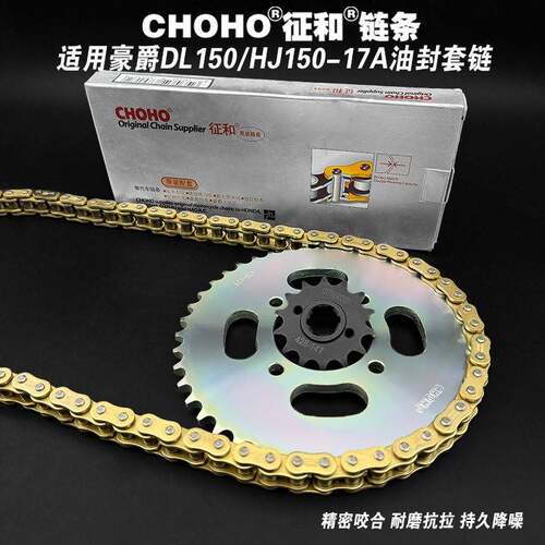 适用豪爵DL150套炼HJ150-17A机车大齿盘链盘链轮齿轮征和油封链条