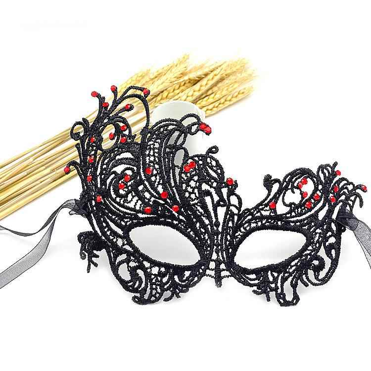跨境化妆舞会万圣节聚会演出面具 派对半脸凤凰镶钻蕾丝情趣眼罩
