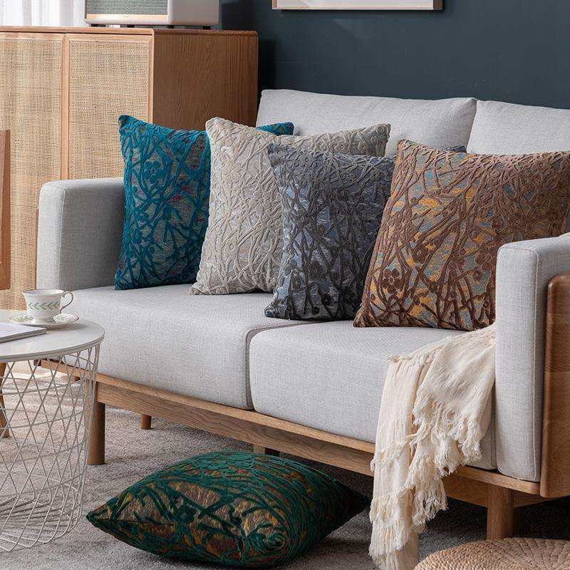 割绒床头靠枕抱枕简约北欧客厅沙发样板房床上家居靠垫枕套 - 俏皮点点旗舰店出品