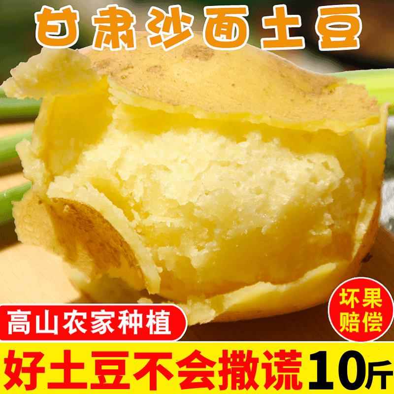 甘肃定西土豆10斤包邮2024年黄心沙面洋芋马铃薯农家新鲜现挖整箱