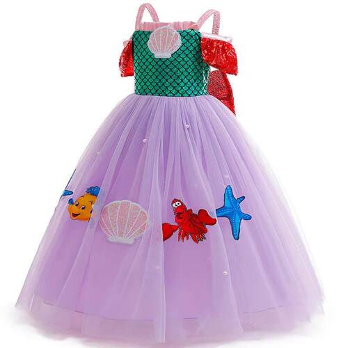 Mermaid Princess Ariel Girl Dress Movie Style Costume Kids S