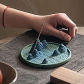 禅意枯山水线香薰炉陶瓷香插家用室内多孔线香炉熏香插座千里江山