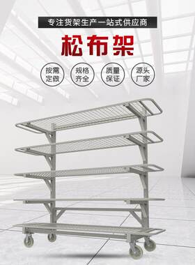 现货松布架服装车间面料布匹松布架带轮可移动多层带围栏松布架