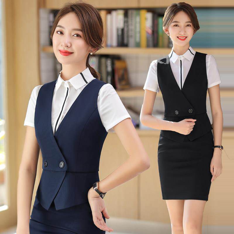 职业女式背心春夏套装空姐制服销售部酒店前台珠宝店美容师工作服