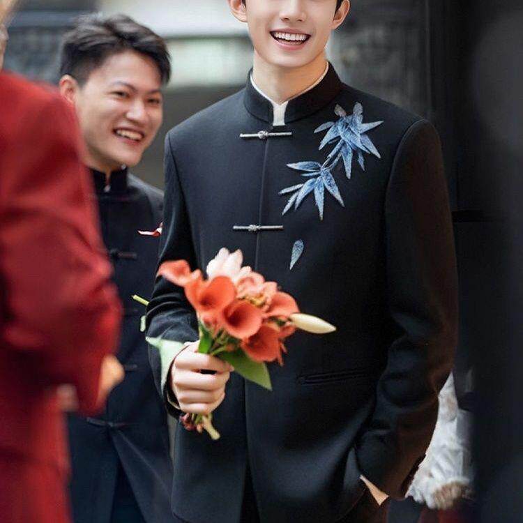 2026新款中式中山装立领国风宽松西服套装男士高级感结婚订婚西装