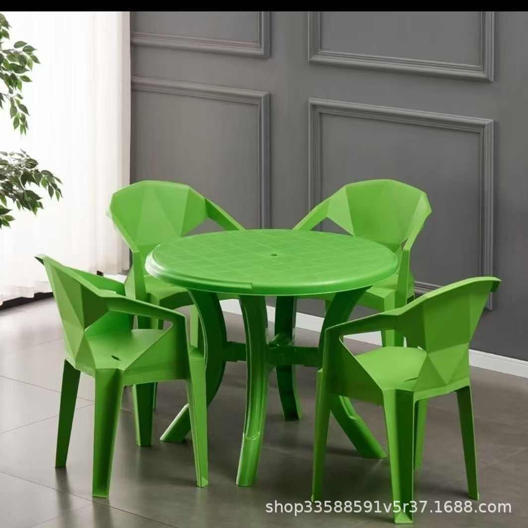 加厚塑料餐桌椅组合沙滩圆桌方桌户外烧烤摊夜市餐桌凳大排档桌子