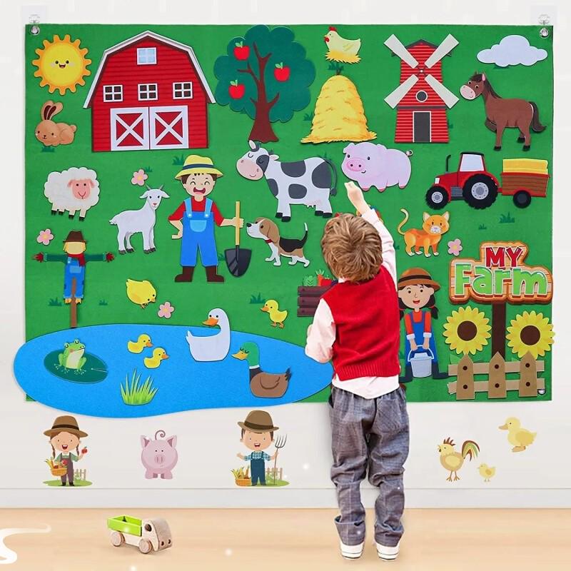 Farm Animals Felt Story Busy Board Set Toddlers Preschool Fa
