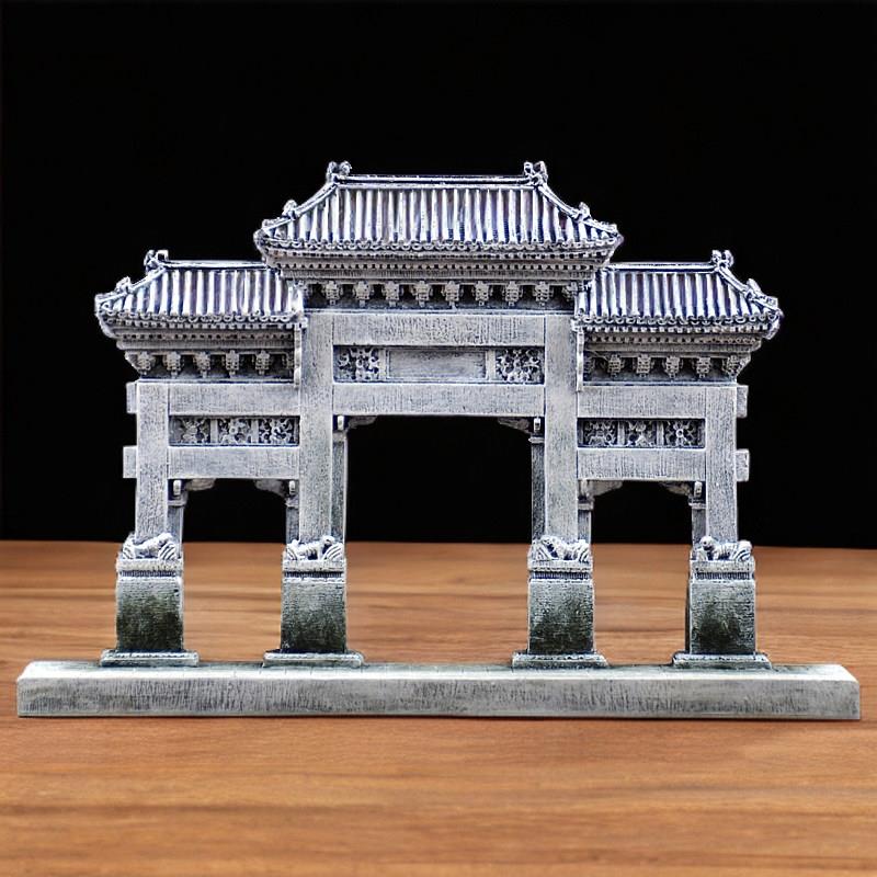 中式牌楼中国古建筑微缩模型鱼缸造景家居装饰桌面摆件可定制刻字