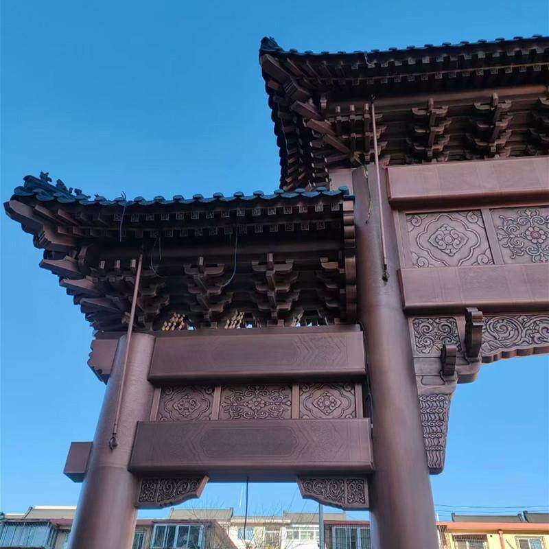 古铜铜牌坊新中式金属门头不锈钢铸铜牌坊牌楼