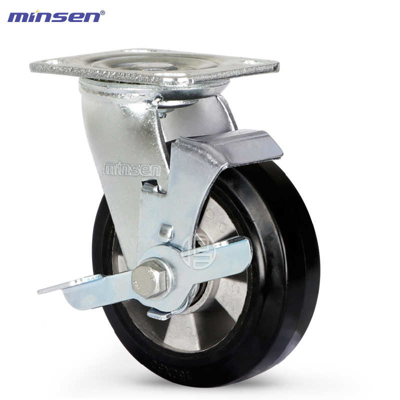 铝芯橡胶脚轮平板手推车万向轮4/5/6/8/寸高弹力减震轮厂家批发