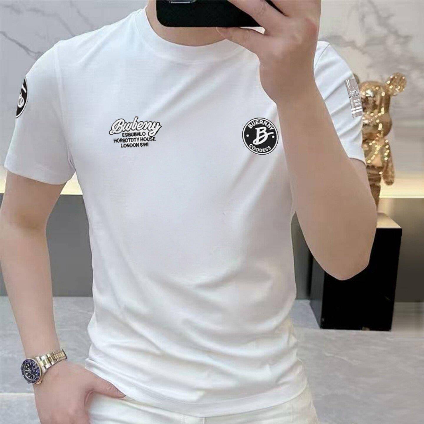 欧洲站2026新款男士短袖t恤白色圆领夏季薄款潮牌时尚纯棉男半袖