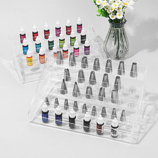 烘焙工具裱花嘴收纳架透明色素收纳盒整理置物架实木亚克力多层架