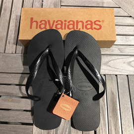 巴西havaianas哈瓦那人字拖鞋，夏季top经典纯黑色，男女中性橡胶防滑