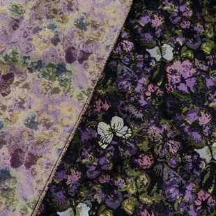 布料 梭织女装 秋冬厚款 抽象油画风蝴蝶提花面料油画风格