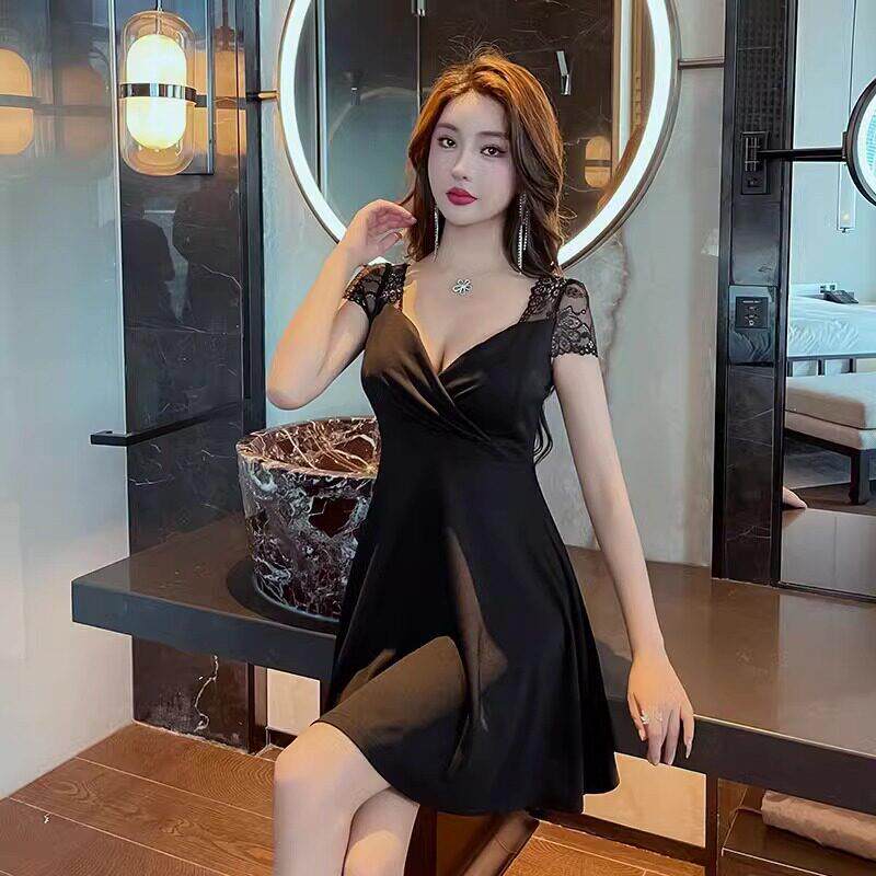 夜总店性感连衣裙女夏季显瘦夜场上班柔式足疗足浴技师工作服