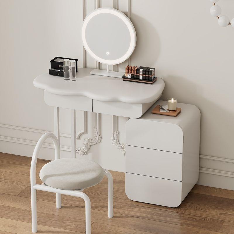 奶油风法式梳妆台收纳柜一体小户型房间化妆桌卧室家用简约白色