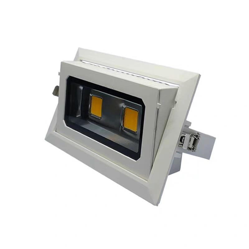 LED嵌入式投光灯 白色方形可旋转调角度 双头嵌入式象鼻灯过道灯
